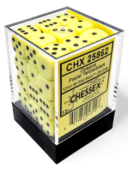 Chessex Dice: 12mm D6 36ct Opaque Pastel Yellow Black CHX25862